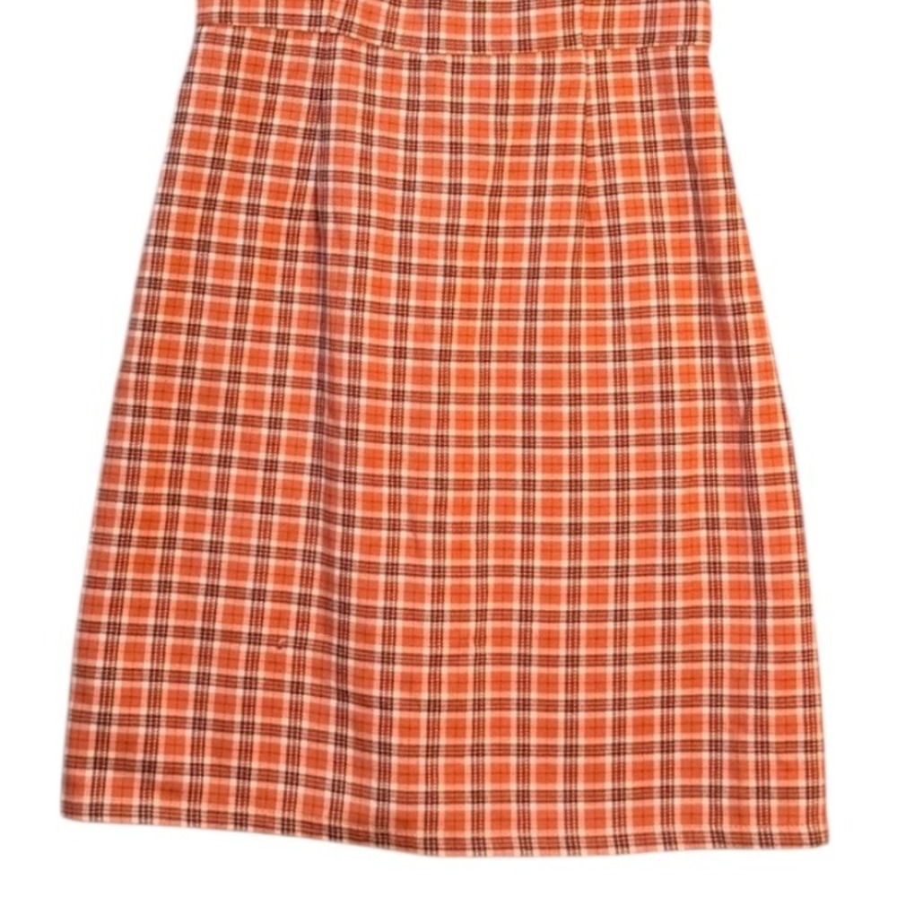 Aeropostale Womens Y2K Mini Dress S Orange‎ Plaid Preppy Retro Academia Fall - Picture 4 of 8